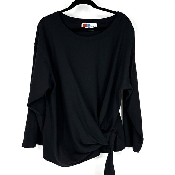 Free People Beach LAX Relaxed Fit Slouchy Long Sleeve Top Black Small - Picture 2 of 9